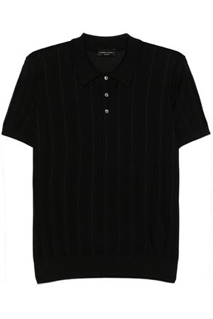 Black cotton blend polo shirt ROBERTO COLLINA | RB15124RB1508